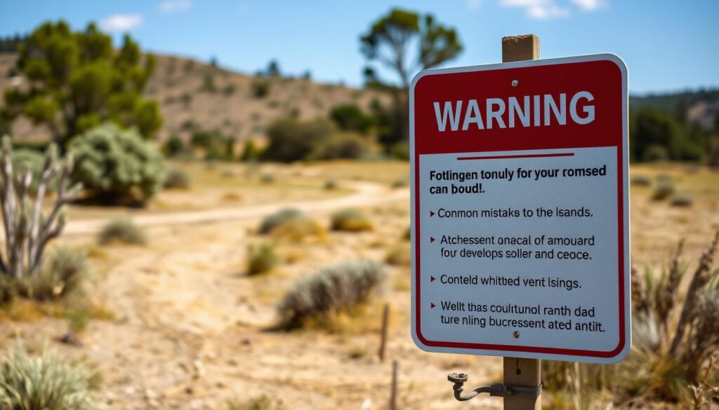 How to Sell Undeveloped Land: A Step-by-Step Guide for Maximum Profit 6 Warning sign on undeveloped land with common selling mistakes illustrated Warning sign on undeveloped land with common selling mistakes illustrated